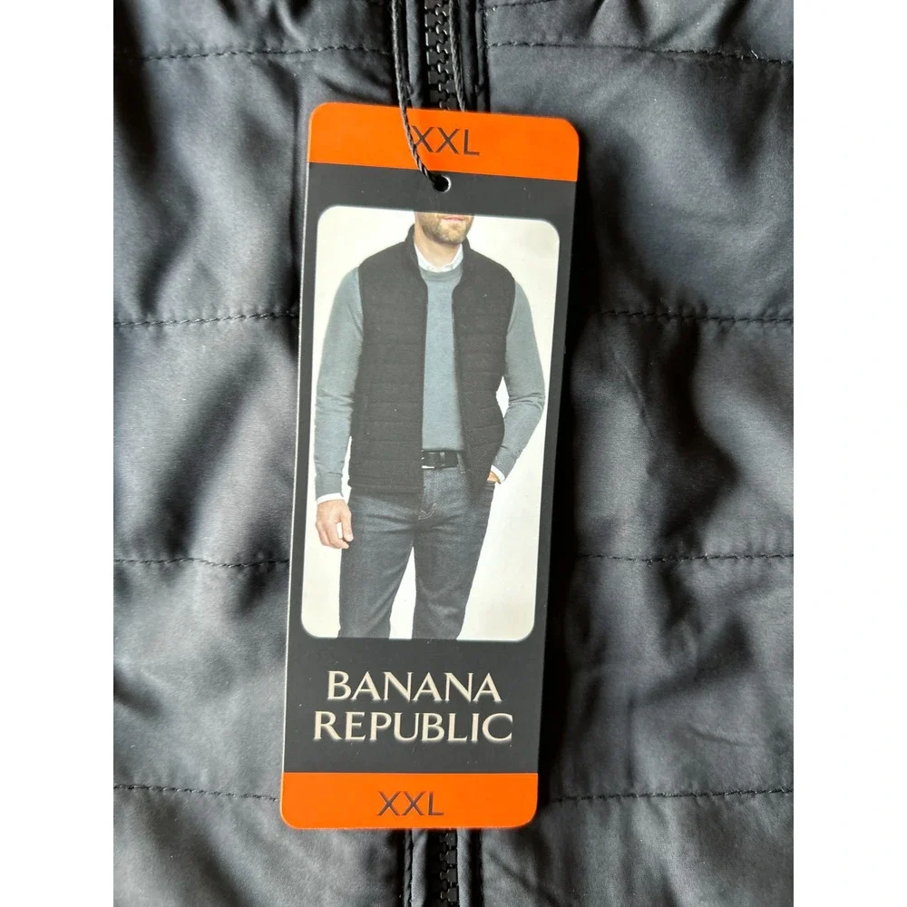 Banana Republic Men's Quilted Full Zip Vest Black Size XXL